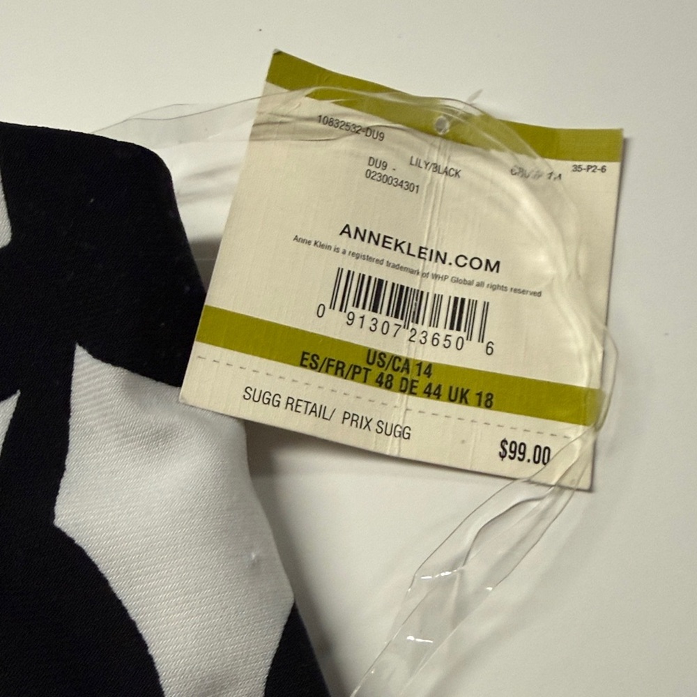 Anne Klein Monochrome Leaf Pattern Dress - Picture 3 of 8